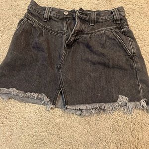 Distressed jean skirt